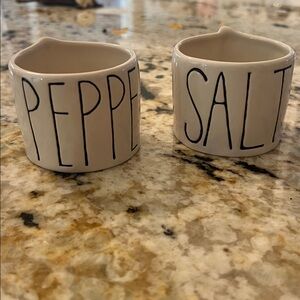 Rae Dunn Creamy White Salt and Pepper Holders Cellars Set